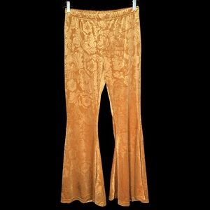 Fashion Express Velvet Floral Print Flare Pants